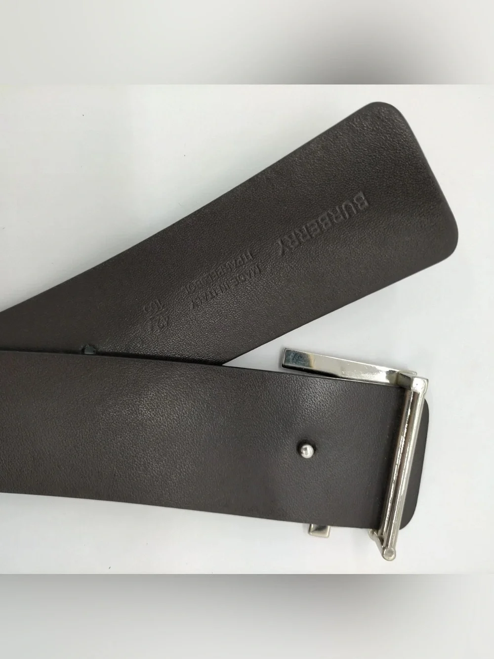 Auth Burberry 'TB' Logo Leather Black Belt